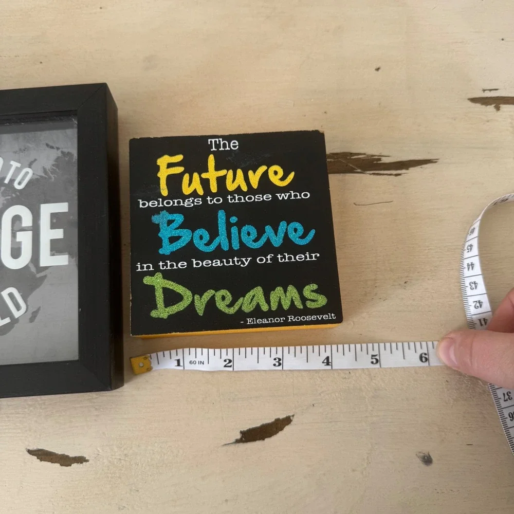 Inspirational Quote Wood Block & Framed World Map 